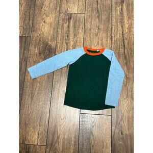 Mini Boden Raglan Long Sleeve Tee T-shirt Boys 3-4Y Green Blue Colorblock Cotton